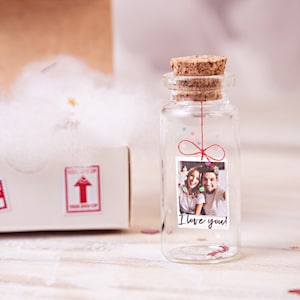 Bottiglia con foto, Regalo per coppia, Regalo per fidanzato, Regalo di San Valentino, Messaggio in bottiglia, Miniature, Regalo personalizzato, Amore