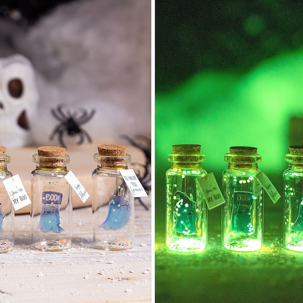 Cute ghost gift, Glow in the dark Ghost, Halloween Gift, My Boo, Message in a bottle, Personalised Halloween Home Decor Gifts Spooky Ghosts