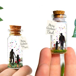 Merry Christmas Dad Mom Gift for Dad Mom, Message in a bottle, Personalized Gift from Daughter Fathers Mothers Day Gift, Family gift Love