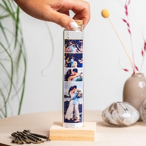 Foto's in een fles, Huwelijkscadeau, jubileumcadeau, Verjaardagscadeau, Afscheidscadeau, Cadeau met foto's voor Kerstmis