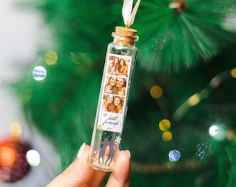 Best Friend Christmas Photo Gift, Personalised Message in a Bottle present for Christmas, Photo Booth Style, Gift For Her, birthday present