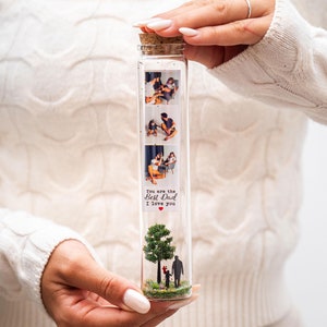 Fathers Day Gift, Personalized Family Photo Memory Bottle, Gift for dad, for mom, Engraved Wood, Dad Birthday, Custom gift, Silhouette Tree