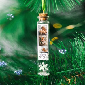 Premier Noël, Ornement d’arbre avec photos de bébé, Glow in the Dark, Cadeau pour les grands-parents, Collage de photos, Joyeux Noël, Ornement