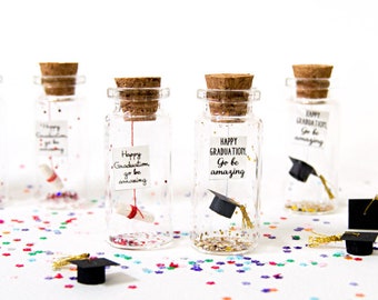 Happy graduation, go be amazing. Graduation. You did it. Tiny message in a bottle. Personalised Gift. Funny Graduation Card. Mature
