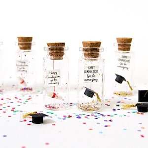 Happy graduation, go be amazing. Graduation. You did it. Tiny message in a bottle. Personalised Gift. Funny Graduation Card School gift Girl