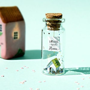 Home sweet home / apartment. Home is wherever I'm with you. Tiny message in a bottle. Personalised Gift. Funny New Home Card.