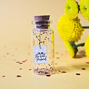 You are the best Husband! Tiny message in a bottle. Miniatures. Personalised Gift. Funny Love Card. Valentine Card. Special greeting card.