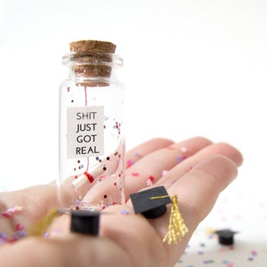 Graduation Gift Student Gift Congradulations College Gift you did it just got realmessage in a bottle Personalised Gift Graduation Card