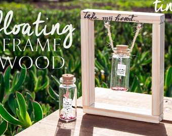 Floating frame wood handmade. Swing. Frame your message. Personalized gift. Romantic. Thoughtful Gifts. Valentine.