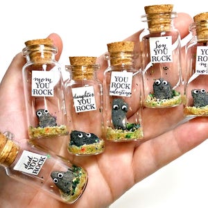 You rock gift - Valentines Day gift for Dad Gift for Friend Message in a bottle. Gift for Him Personalised Gift. Unique Card for everyone