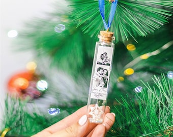 First Christmas Together Ornament with photos, Message in bottle Ornament, Personalized First Christmas Together, New Couple Home Decoration