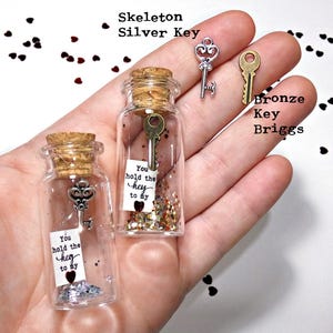 Personalized Gift for girlfriend hold the key to my heart Message in bottle. anniversary gift for Him I Love You Love card for Her Key card image 4
