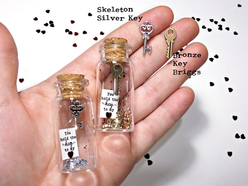Personalized Gift for girlfriend hold the key to my heart Message in bottle. anniversary gift for Him I Love You Love card for Her Key card image 4