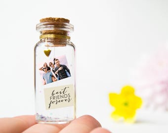 Best Friend Photo Gift. Personalised Message in a Bottle. Anniversary Gift. Personalised Gift For Her. Photo Booth Style. Gift for Boyfriend