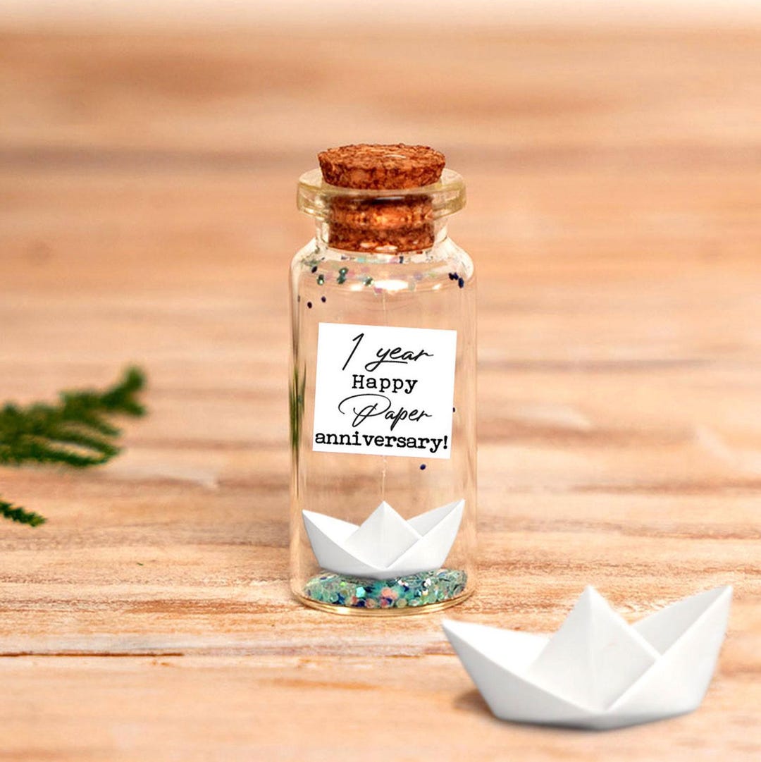 1st Paper Anniversary Gift – Origami Paper Boat in Bottle With Photo ...
