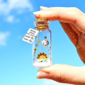 long distance relationship gift for boyfriend Always under the same Sky Deployment Miles apart Army wife Military Card Message in a bottle