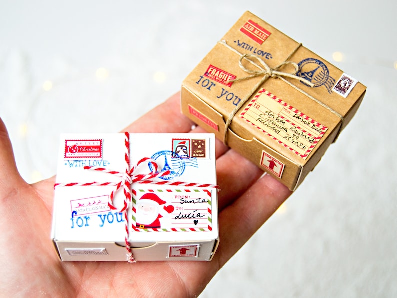 gift packaging Tiny Packages Thoughtful Gifts Packaging for bottle's message Personalised gift Valentine World's Smallest Package Miniature Christmas Postal Box