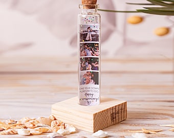 Regali di 1 anno per il fidanzato, marito, regalo per il primo anno, regalo di anniversario con foto, Messaggio in bottiglia, regali personalizzati per lei, per lui, amore