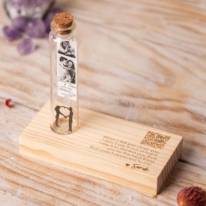 Personalized Anniversary Gift for Boyfriend wood base engraving QR code Engraved wood message QR Music Video 1st 5th wood anniversary gift