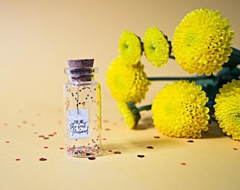 You are the best Husband! Tiny message in a bottle. Miniatures. Personalised Gift. Funny Love Card. Valentine Card. Special greeting card.