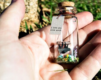 Sloth gift for boyfriend Personalized gift for girlfriend Anniversary gift for Him Love Message in bottle Gift Valentine&#39;s gift for Her Slow