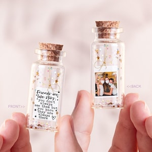 BEST FRIENDS photo gift. Friends are  like stars Message in a bottle Miniatures Personalised Gift. Funny Card Gift for her women girl woman