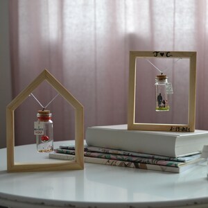 Display your bottle. Floating frame wood handmade. Swing. Frame your message. Personalized gift. Romantic. Thoughtful Gifts. Valentine. image 9