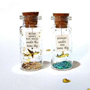 Always under the same Sky Long Distance Relationship Gift. Deployment. Miles apart. Army wife. Military Paper plane. Message in a bottle