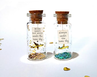 Always under the same Sky Long Distance Relationship Gift. Deployment. Miles apart. Army wife. Military Paper plane. Message in a bottle
