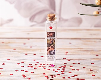First Wedding Anniversary Gift for Couple Photo Bottle, Happy one Year gift for Boyfriend for Girlfriend, 1st anniversary photo wedding wife