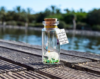 Personalised Gift for friend Elephant Gift. Don&#39;t forget how strong you are. Message in a bottle Personalised Gift for Him Valentine’s Gift