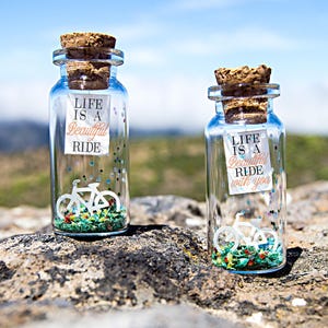Life is a beautiful ride.  Life is a beautiful ride with you. Tiny message in a bottle. Personalised Gift. Valentine's gift. Bike. Bicycle