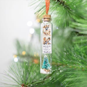 Family Ornament Gift,Believe in the Magic of Christmas Ornament Christmas Tree with photos, Personalized gift for Parents, friends, husband