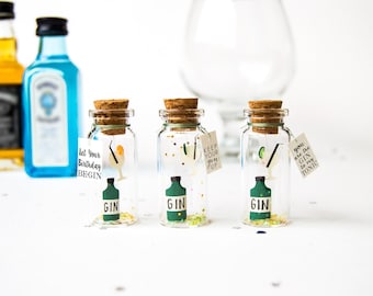 Gin-tonickaart, romantisch aandenken, gepersonaliseerde boodschap (handgemaakt papier, verjaardagscadeau, fles van 5 cm)