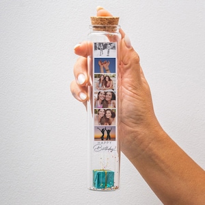 Joyeux anniversaire, bouteille personnalisée avec photos et message, boîte cadeau, bouteille extra longue, anniversaire, cadeau spécial