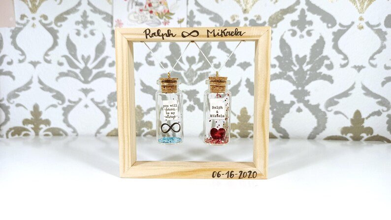 Display your bottle. Floating frame wood handmade. Swing. Frame your message. Personalized gift. Romantic. Thoughtful Gifts. Valentine. FRAME for 2 bottles
