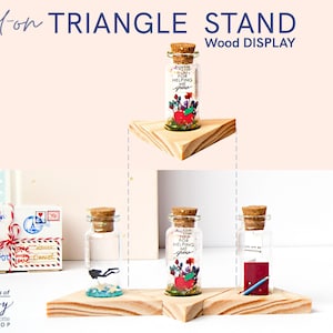 Triangular Base for display Message in a bottle. Personalized display wood handmade. Personalized gift. Romantic. Thoughtful Gifts. Shelf