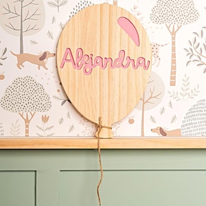 Nursery Decor, Balloon Nursery,  Wood Ballon, Wall Decor Nursery Baby&#39;s Name, Baby Room Decoration, Kids Wall Decor, Baby Decor Ballon Laser