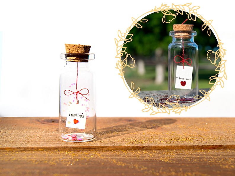 Valentines Day Gift for boyfriend I love you Gift Message in a bottle Personalised Gift. Funny Love Card. holiday decor. Special card Mature image 3