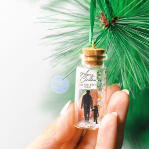Merry Christmas Dad, Gift for Mom, christmas present for mom, family christmas ornament, Message in a bottle Personalized Gift from Daughter