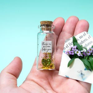 Message In A Bottle - Personalized No One Like You Gift - Custom Love Note, Mini Glass Vial, Unique Keepsake for Mom