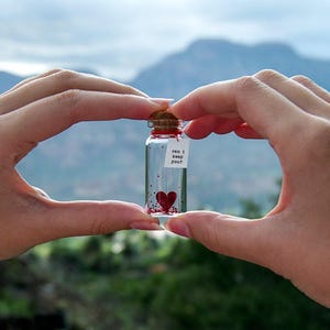 can I keep you? Tiny message in a bottle. Miniatures. Personalised Gift. Funny Love Card. Valentine&#39;s Card. Special greeting card.