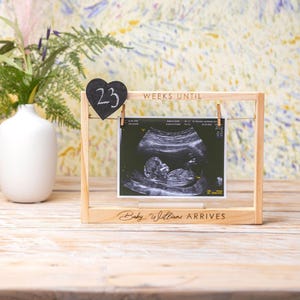 Baby Countdown Frame with photo, Ultrasound Baby Shower Gift, Mom To Be Gift, Engraved Baby Frame, Pregnancy Announcement, New Parents Gift