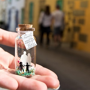 Mothers Day Gift Personalized Message Bottle, Custom Photo Inside (Natural Pine Frame, Love Note