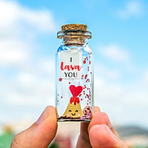 I lava you Gift for boyfriend Anniversary Gift for Husband Wife Gifrlfriend Personalised Gift message in a Bottle Volcano Lover gift