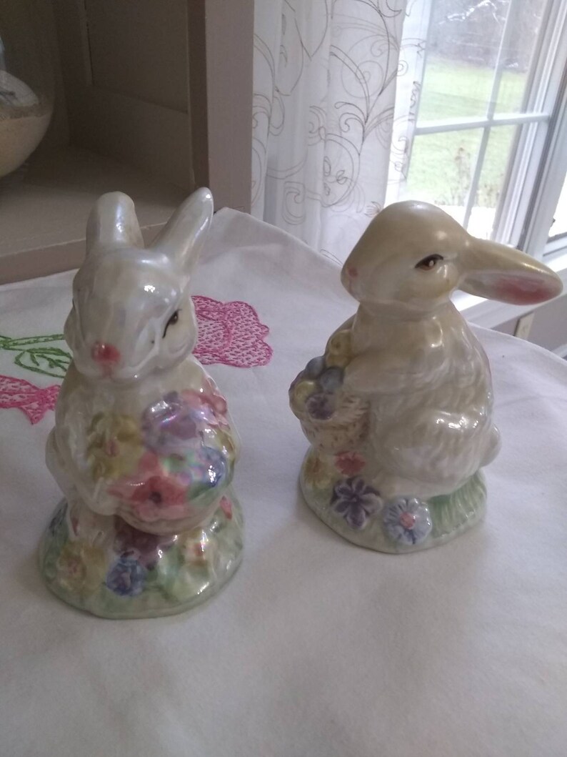 Vintage Rabbits  Easter Decor  Vintage Spring Decor  image 0