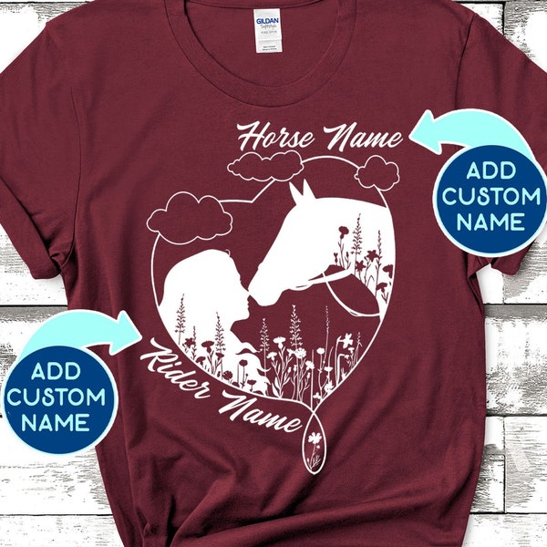 PERSONALIZED Horse Shirt, Custom Horse & Girl T-Shirt, Hoodie, Horse Name Gift, Shirt, Equestrian, Horse Lover, Horse Girl