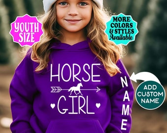 Girl's Custom Horse Hoodie, Horse Girl Hoodie, Equestrian, Cowgirl, Rodeo, Horseback Riding, Horse Riding, Barn Hoodie, Horse Lover