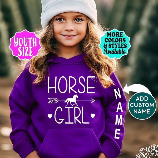 Girl's Custom Horse Hoodie, Horse Girl Hoodie, Equestrian, Cowgirl, Rodeo, Horseback Riding, Horse Riding, Barn Hoodie, Horse Lover