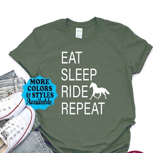 Horse T-Shirt, Eat Sleep Ride Repeat, Horse Gift, Equestrian, Ride Horses, Horse Shirt, Horseback Riding, English Horse Shirt